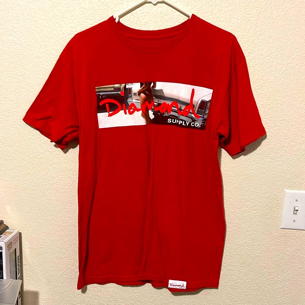 Diamond supply co men’s red shirt graphic tee shirt